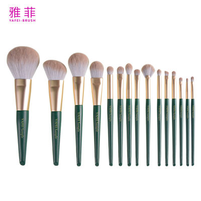 購入 280A84915 ゴールドフェルル 15 pcs メイクブラシセット 木製ハンドル 化粧ブラシセット プライベートラベル オンライン製造