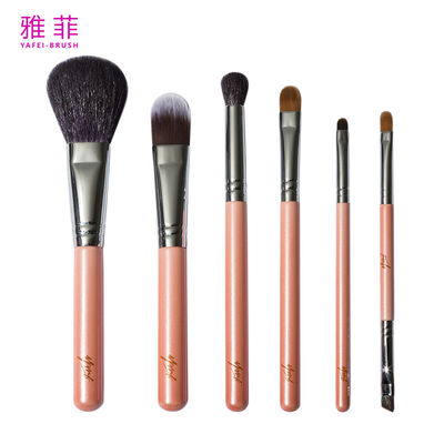 062830 スタイリッシュ コッパーのフェルル 6PCS 小型化粧ブラシセット 収納ケース